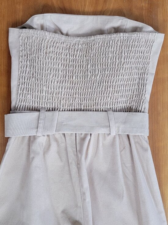 Monteau Tan Linen Blend Belted Strapless Jumpsuit With Pockets - XS - Picture 7 of 9